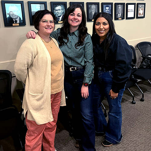 During his presentation, Brendan Kelly, research assistant professor remarked, "We didn't have all the trials we wanted, but we wouldn't have had any without Carol Kelly (left), Brooke Shumate (middle), and Becca Ortiz (right). They're the ones who make it happen for us."